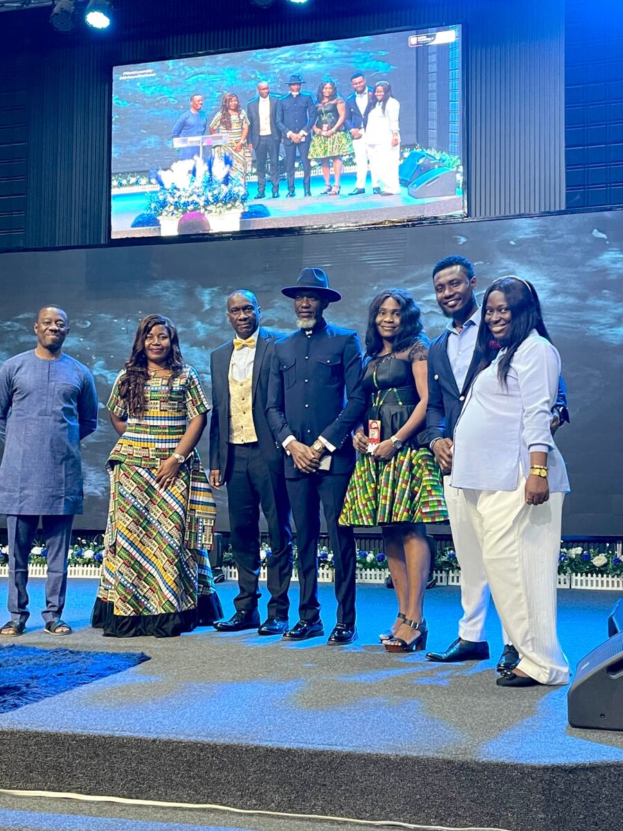 Guests gathered on stage at a marriage seminar hosted by P.U.R.P.L.E.
