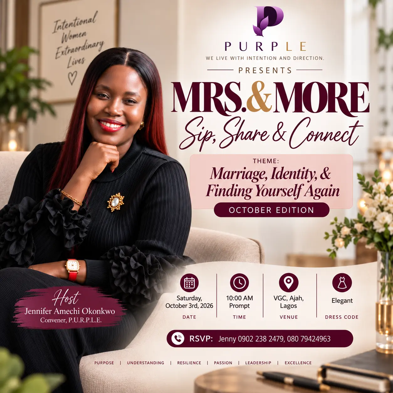 Mrs & More — Sip, Share & Connect, October Edition flyer